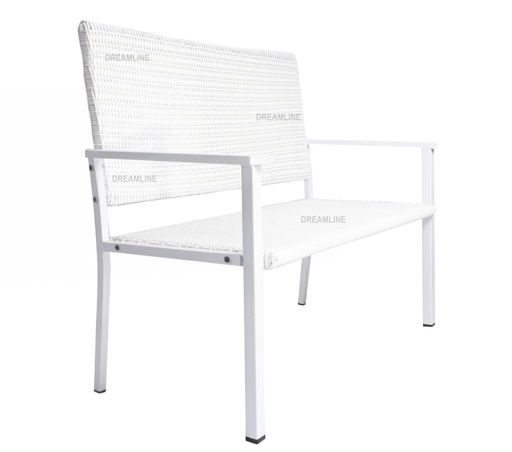 Bolton Wicker 2 Seater Garden Bench for Indoor & Outdoor Park - (White)