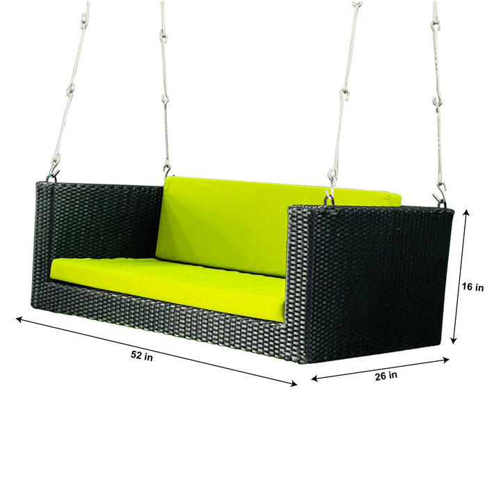 Castro Double Seater Hanging Swing Without Stand For Balcony , Garden Swing (Black + Green)