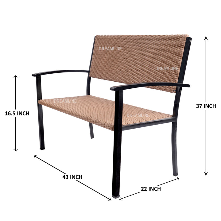 Zac Wicker 2 Seater and 1 Table Garden Bench for Outdoor Park - (Brown)