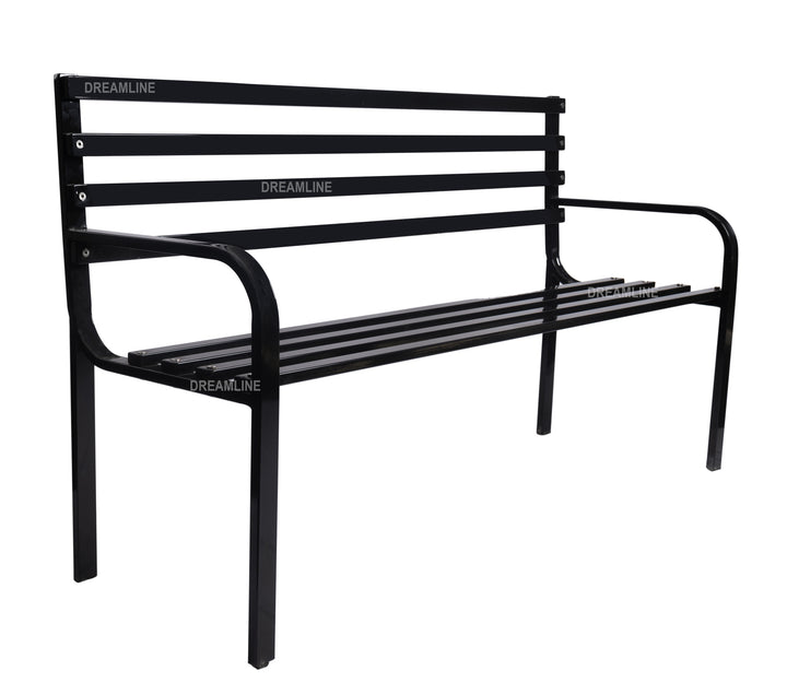 Boyle Metal 3 Seater and 1 Table Garden Bench for Outdoor Park - (Black)