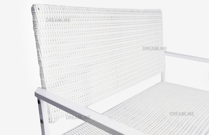 Bolton Wicker 2 Seater Garden Bench for Indoor & Outdoor Park - (White)