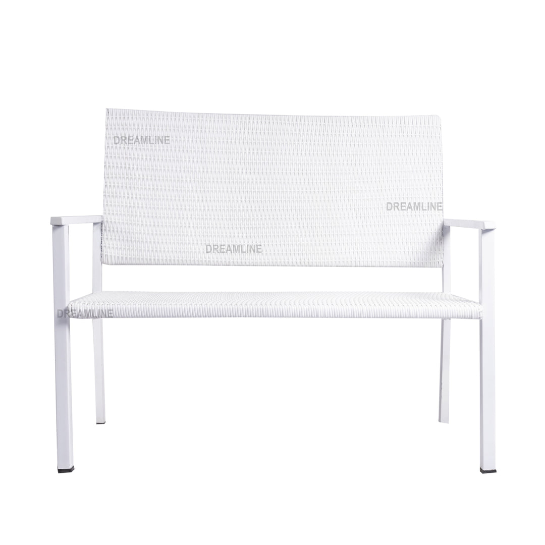 Bolton Wicker 2 Seater Garden Bench for Indoor & Outdoor Park - (White)
