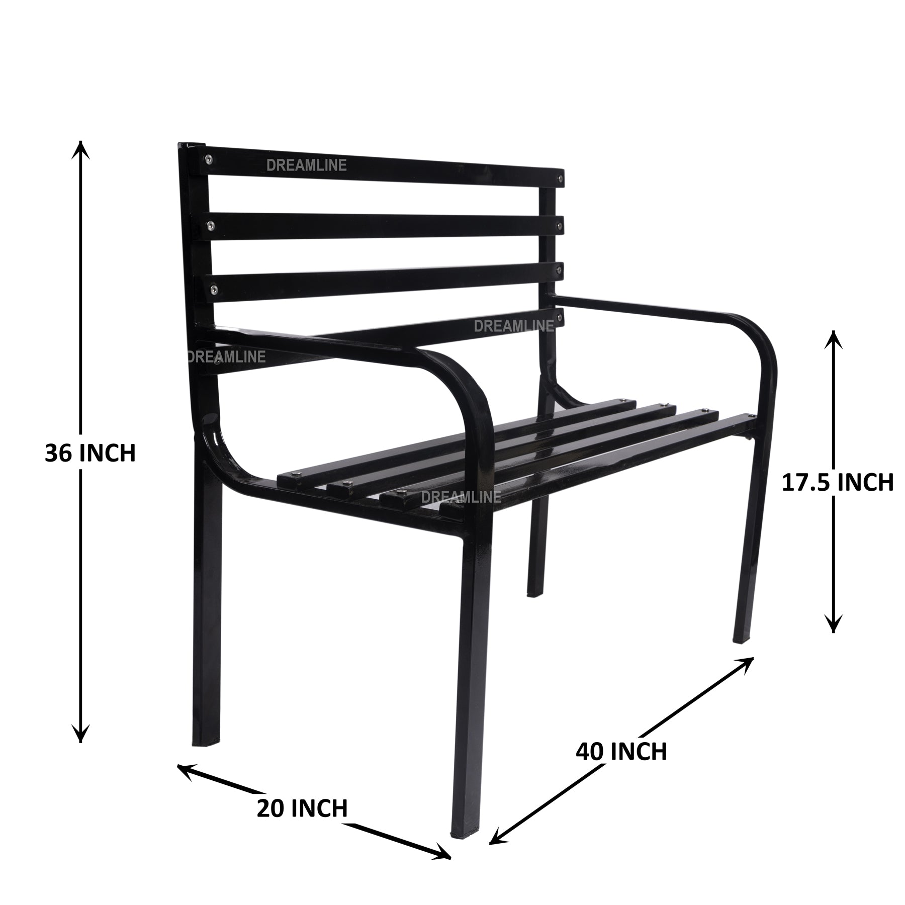 Carrillo Metal 2 Seater and 1 Table Garden Bench for Outdoor Park - (Black)