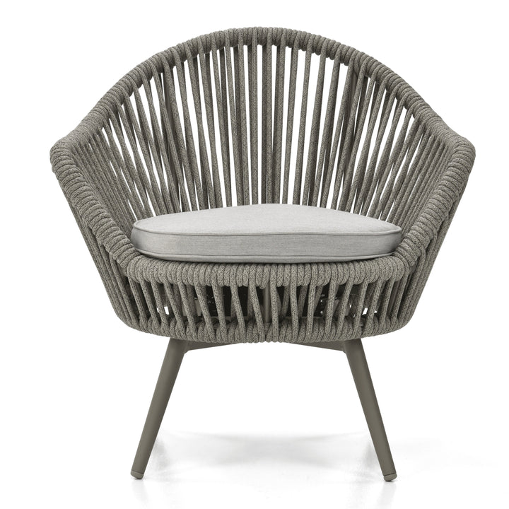 Faux Outdoor Patio Seating Set 2 Chairs and 1 Table Setc(Grey) Braided & Rope