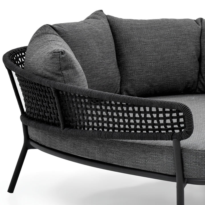 Jekub Outdoor Poolside Sunbed With Cushion Daybed (Dark Grey) Braided & Rope