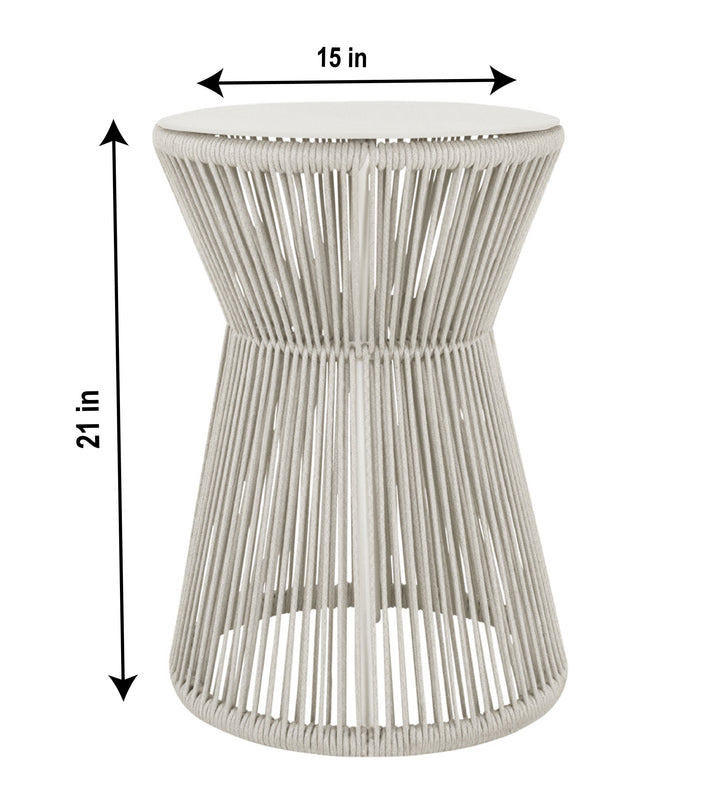 Aid Outdoor Patio Seating Set Single Chair and 1 Side Table Set (Grey) Braided & Rope