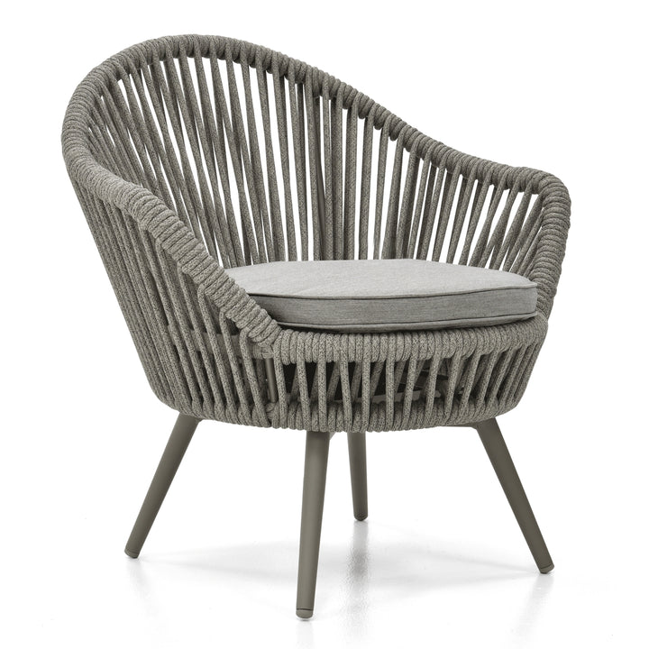 Faux Outdoor Patio Seating Set 2 Chairs and 1 Table Setc(Grey) Braided & Rope