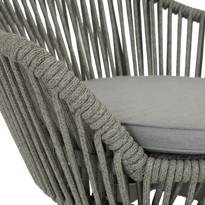 Faux Outdoor Patio Seating Set 2 Chairs and 1 Table Setc(Grey) Braided & Rope