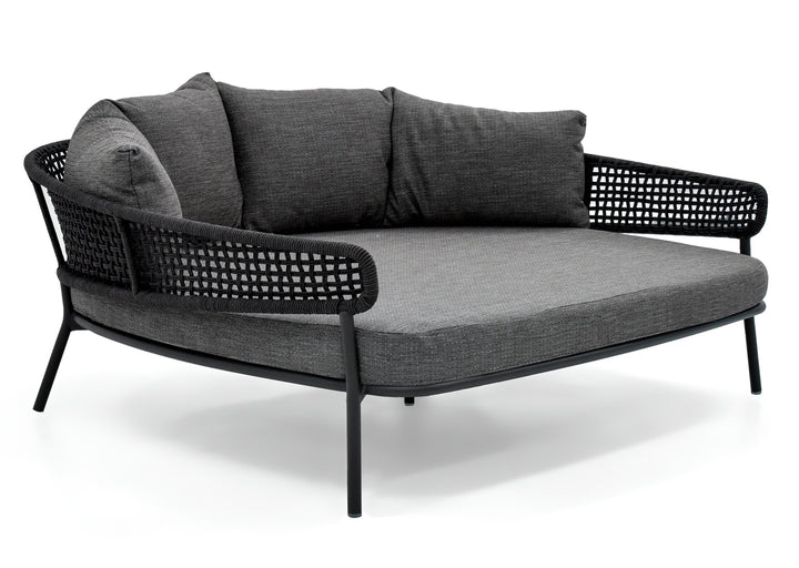 Jekub Outdoor Poolside Sunbed With Cushion Daybed (Dark Grey) Braided & Rope