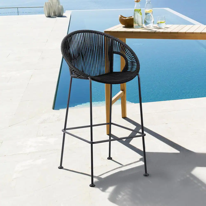 Miniati Outdoor Patio Bar Chair 1 Chairs For Balcony (Black)