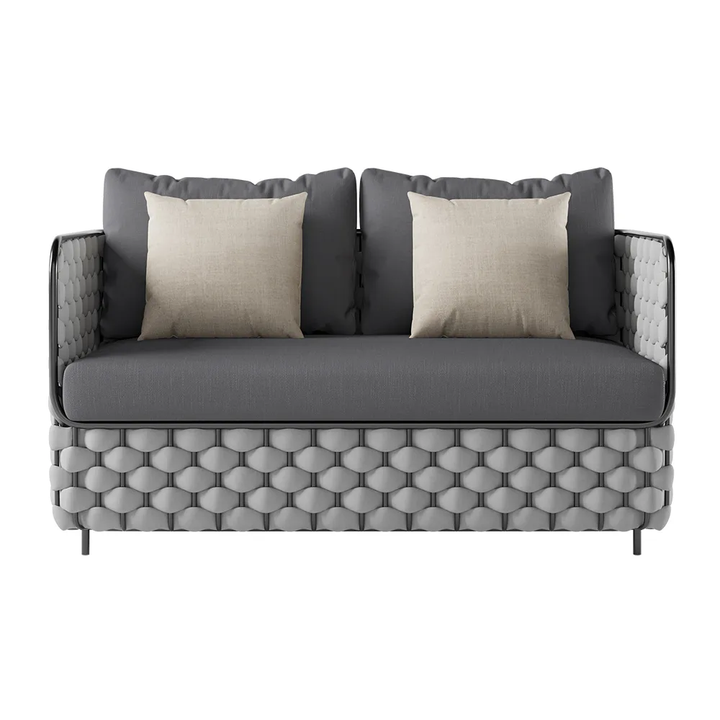 Fepel Outdoor Garden Balcony Sofa Set 2 Seater, 2 Single seater and 1 Center Table Set, Braid & Rope