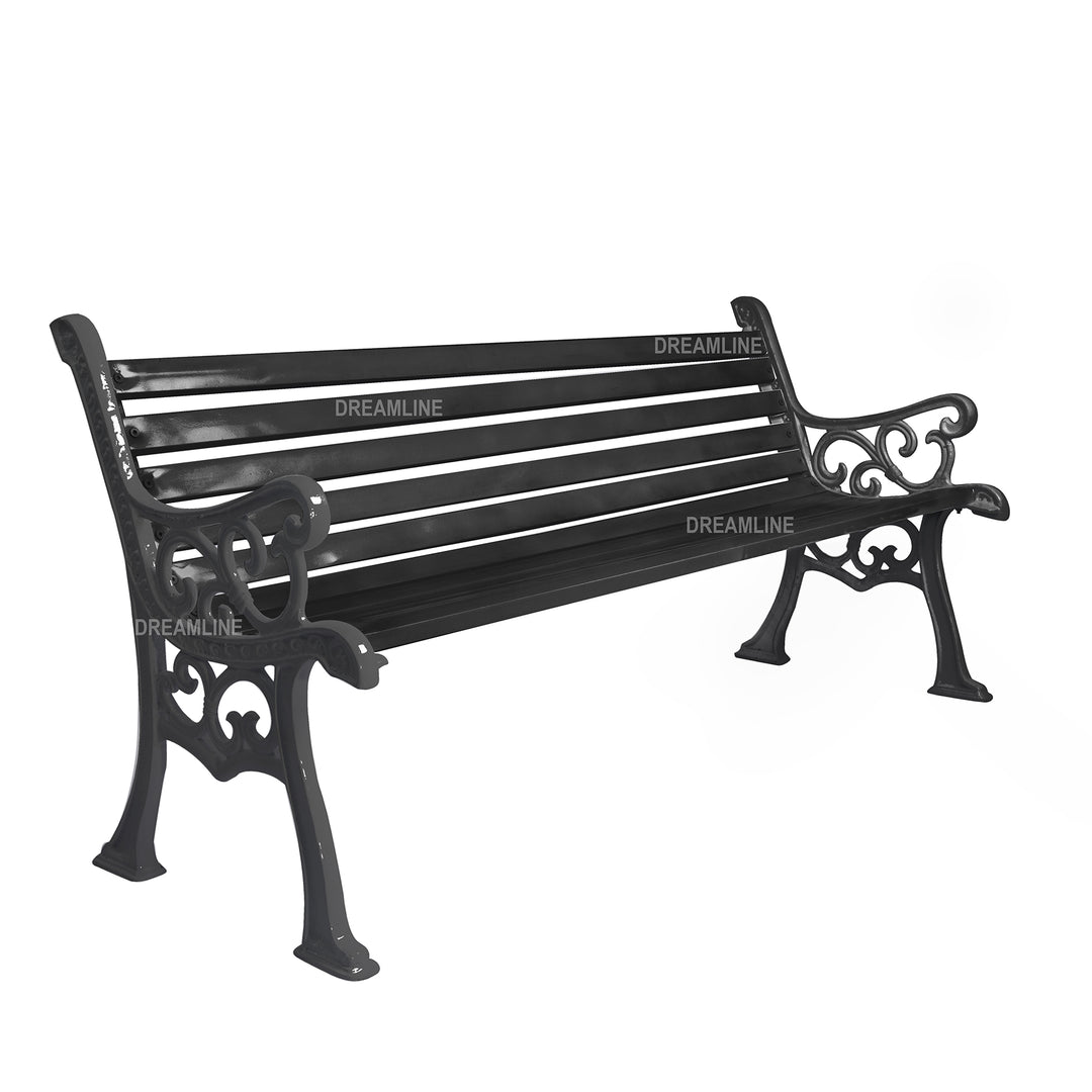 Lisa Cast Iron 3 Seater Garden Bench for Outdoor Park - (Black)