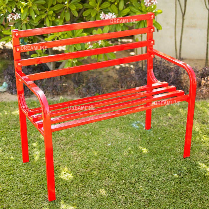 Nester Metal 2 Seater Garden Bench for Outdoor Park - (Red)