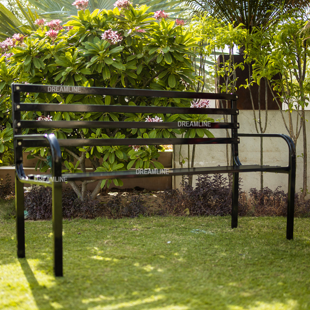 Faam Metal 3 Seater Garden Bench for Outdoor Park - (Black)