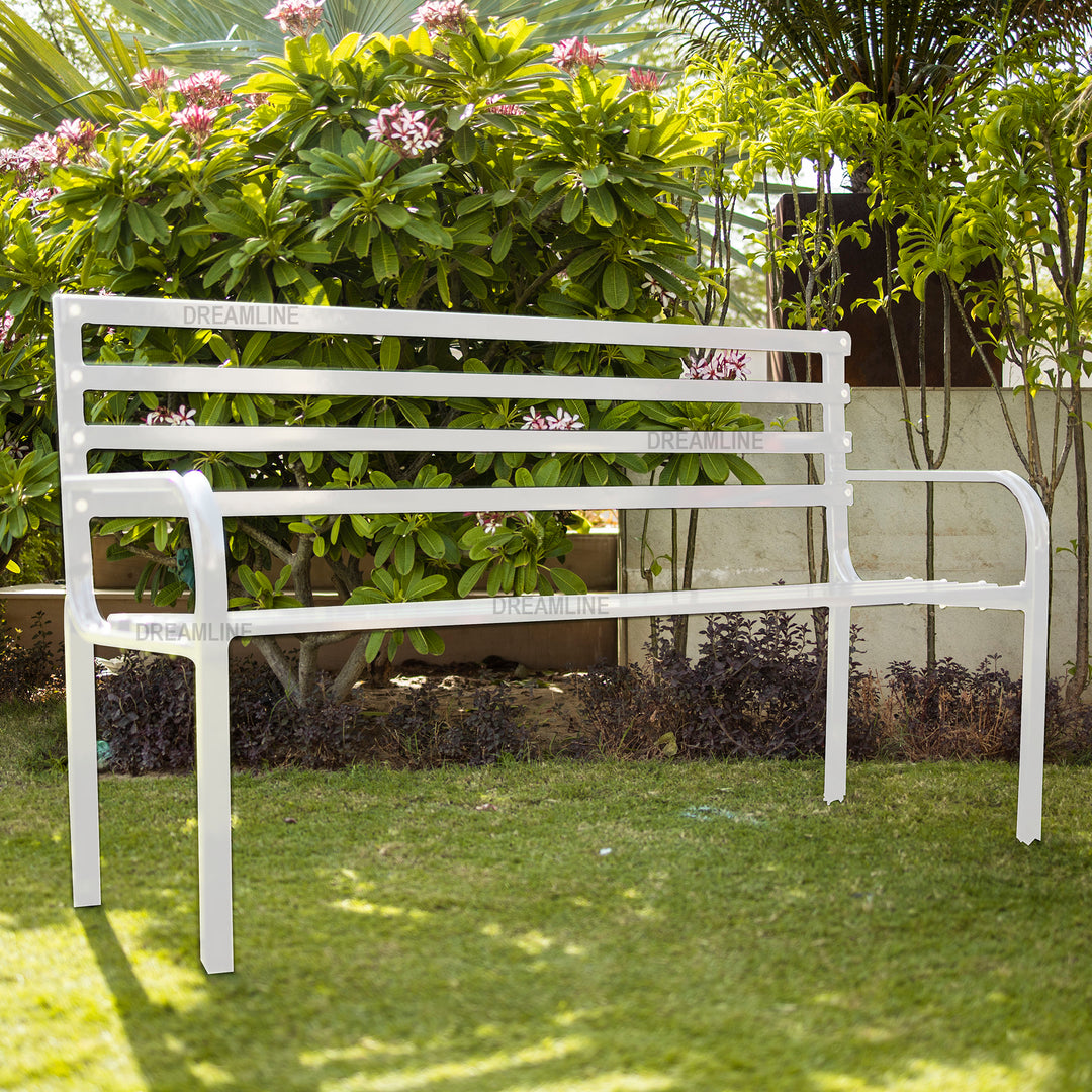 Unity Metal 3 Seater Garden Bench for Outdoor Park - (White)