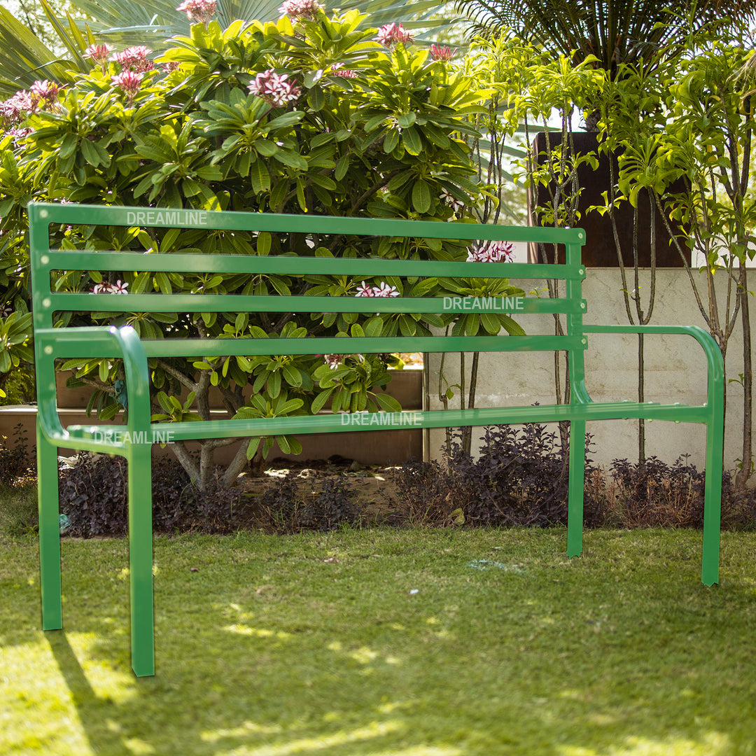 Linen Metal 3 Seater Garden Bench for Outdoor Park - (Green)