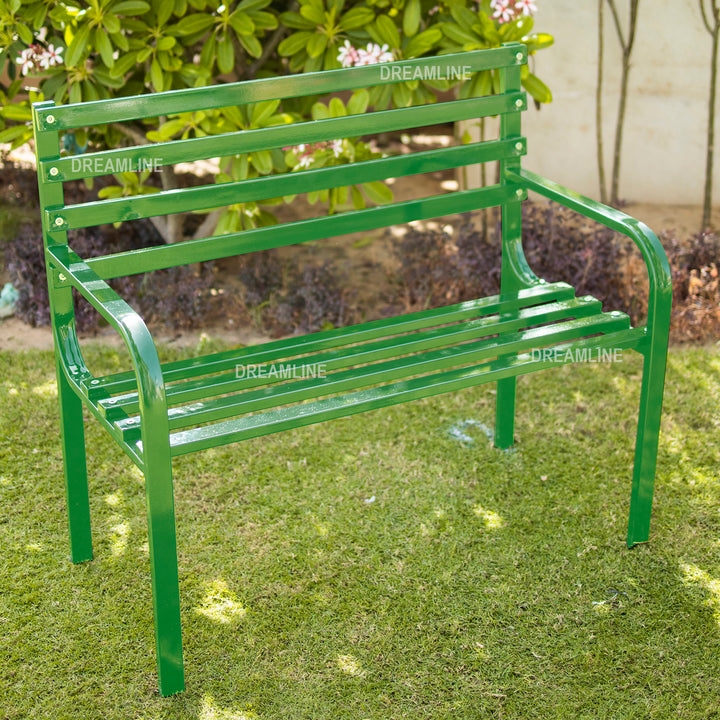 Corp Metal 2 Seater Garden Bench for Outdoor Park - (Green)