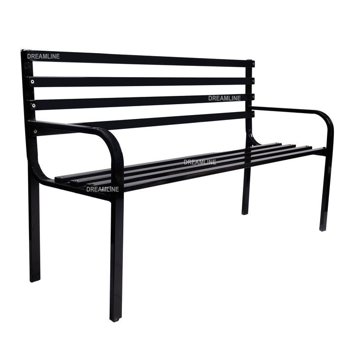 Faam Metal 3 Seater Garden Bench for Outdoor Park - (Black)