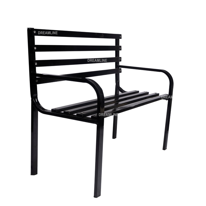Timber Metal 2 Seater Garden Bench for Outdoor Park - (Black)