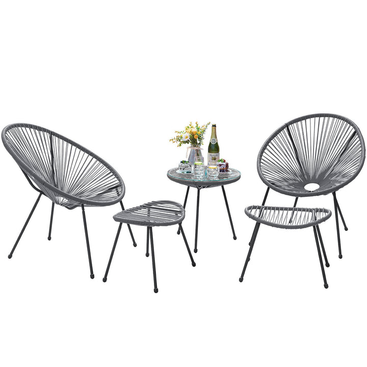 Gurus Outdoor Patio Seating Set 2 Chairs 2 Ottoman and Table Set