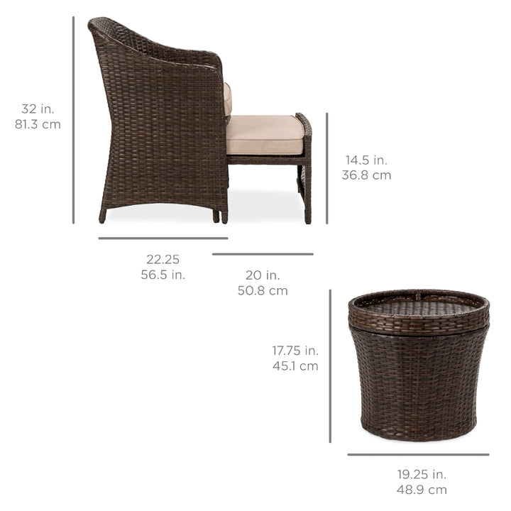 Dreamline Outdoor Furniture Garden Patio Seating Set 2 Chairs 2 Ottoman and Table Set Balcony Furniture Coffee Table Set (Brown)