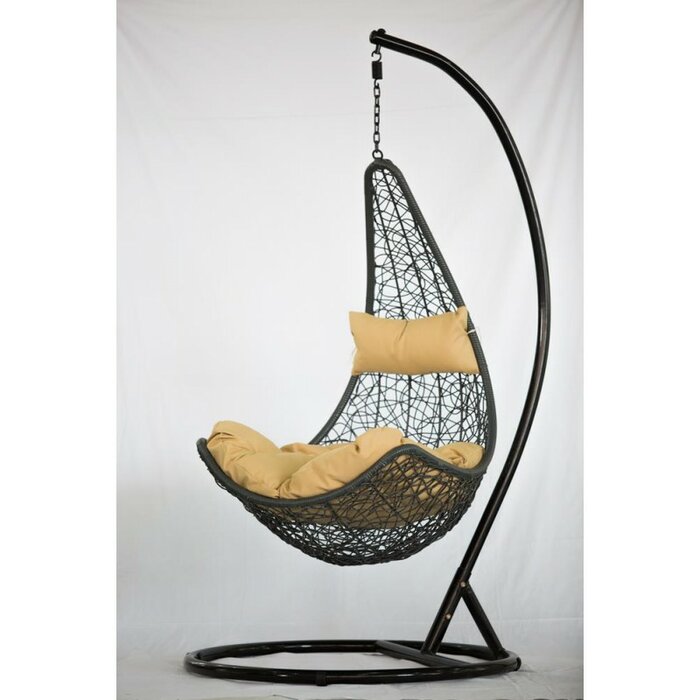 Allesi Single Seater Hanging Swing With Stand For Balcony , Garden Swing (Dark Brown)