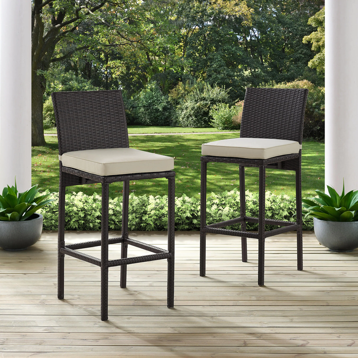 Paccio Outdoor Patio Bar Chair 2 Chairs For Balcony (Brown)
