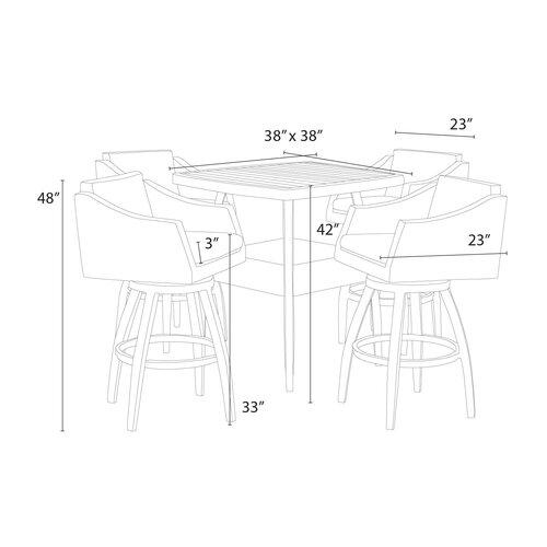 Dreamline Outdoor Bar Sets Garden Patio Bar Sets 1+4 4 Chairs and 1 Table Set Balcony Bar Table Set