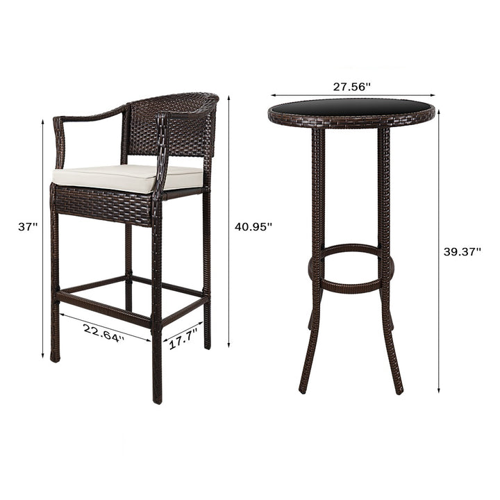Dreamline Outdoor Bar Sets Garden Patio Bar Sets 1+2 2 Chairs and Table Set Balcony Bar Table Set