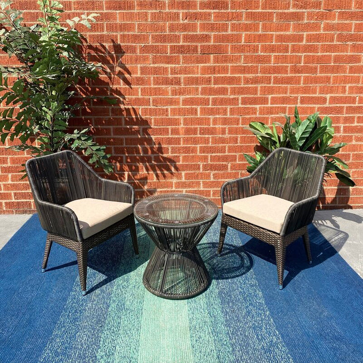 Dreamline Outdoor Furniture Garden Patio Seating Set 1+2 2 Chairs and Table Set Balcony Furniture Coffee Table Set