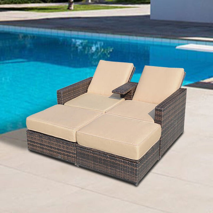 Dreamline Outdoor Furniture Poolside Sunbed With Cushion Daybed (Brown)