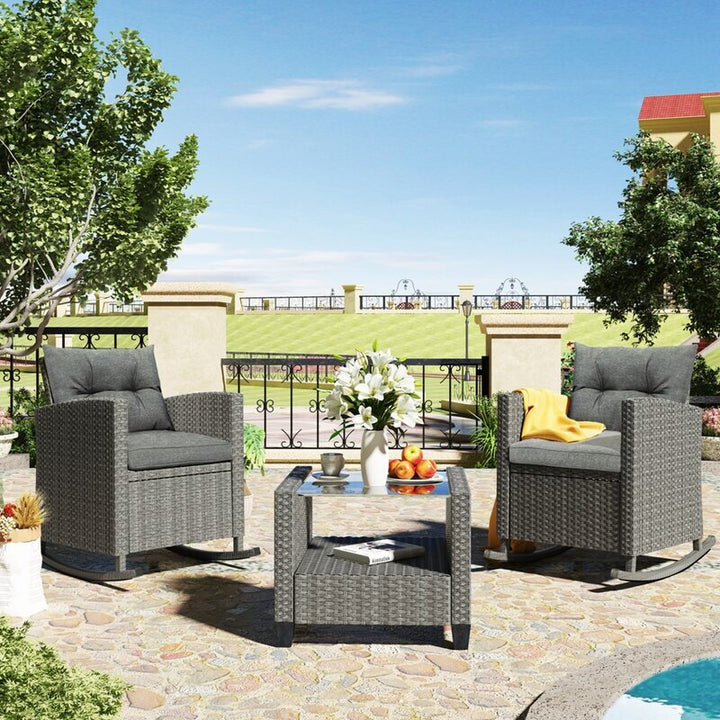 Dreamline Outdoor Furniture Garden Patio Seating Set 1+2 2 Chairs and Table Set Balcony Furniture Coffee Table Set