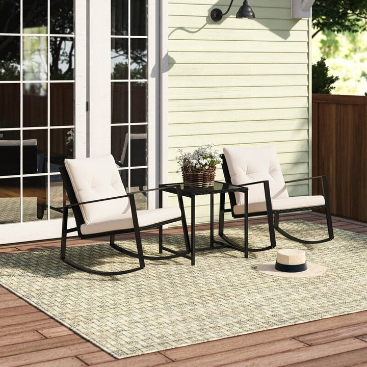 Dreamline Outdoor Furniture Garden Patio Seating Set 1+2 2 Chairs and Table Set Balcony Furniture Coffee Table Set