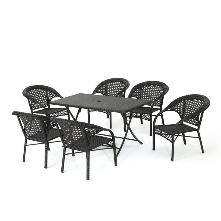 Dreamline Outdoor Garden Patio Dining Set 1+6 6 Chairs and 1 Table Set Outdoor Furniture (Brown)