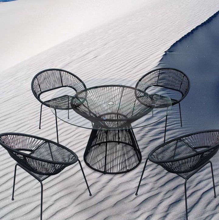 Dreamline Outdoor Garden Patio Dining Set 4 Chairs and 1 Table Set Outdoor Furniture (Black)