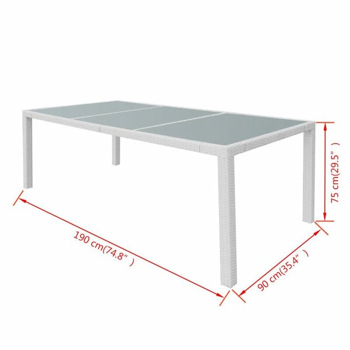 Dreamline Outdoor Garden Patio Dining Set 1+8 8 Chairs and 1 Table Set Outdoor Furniture (White)