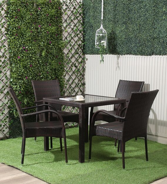 Dreamline Outdoor Furniture Garden Patio Seating Set 1+4 4 Chairs and Table Set Balcony Furniture Coffee Table Set