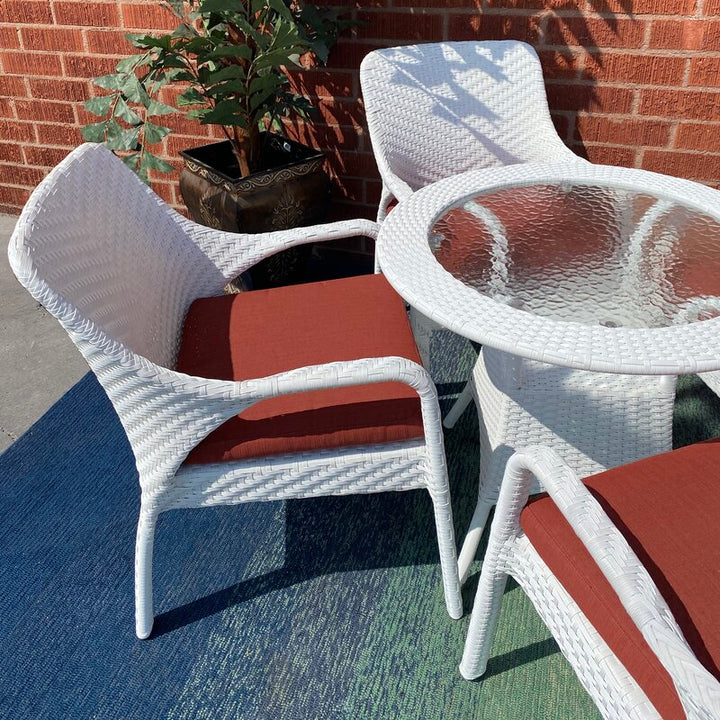 Dreamline Outdoor Furniture Garden Patio Seating Set 1+4 4 Chairs and Table Set Balcony Furniture Coffee Table Set(White)