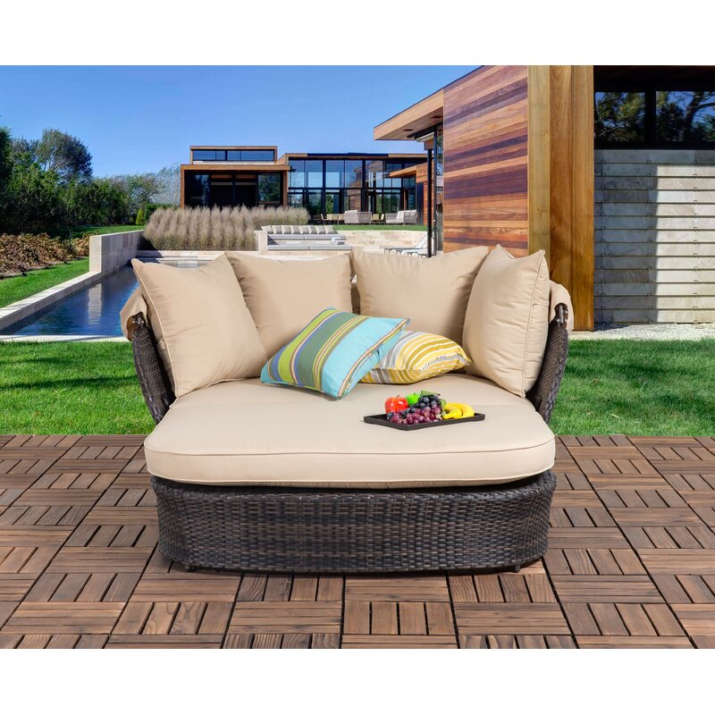 Dreamline Outdoor Furniture Poolside Sunbed With Cushion Daybed (Brown)