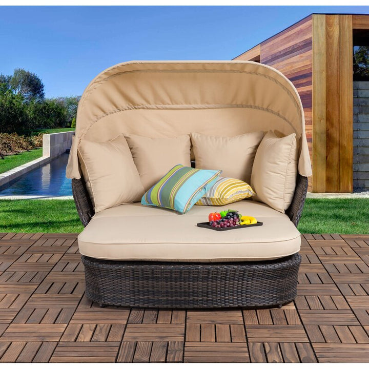 Dreamline Outdoor Furniture Poolside Sunbed With Cushion Daybed (Brown)