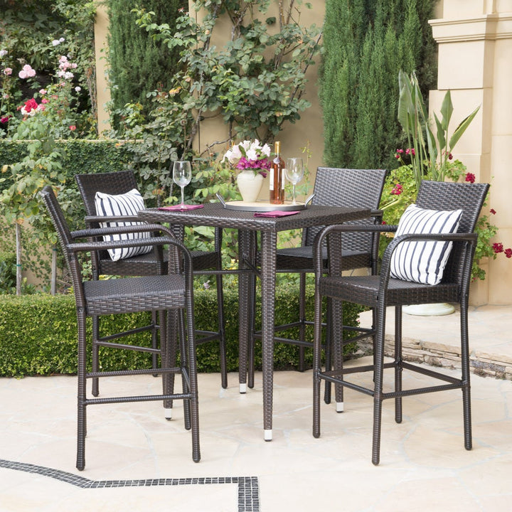 Dreamline Outdoor Bar Sets Garden Patio Bar Sets 1+4 4 Chairs and 1 Table Set Balcony Bar Table Set