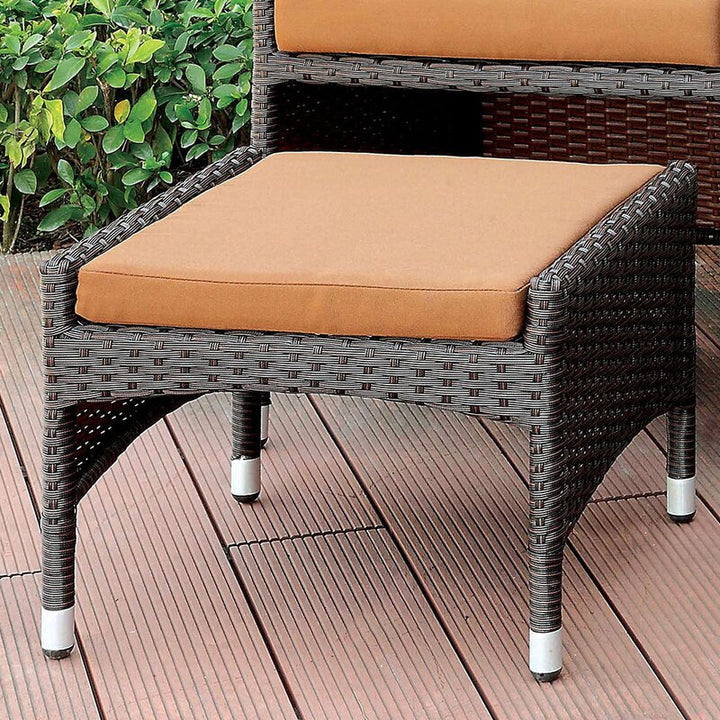 Dreamline Outdoor Furniture Garden Patio Seating Set 2 Chairs 2 Ottoman and Table Set Balcony Furniture Coffee Table Set (Dark Brown)