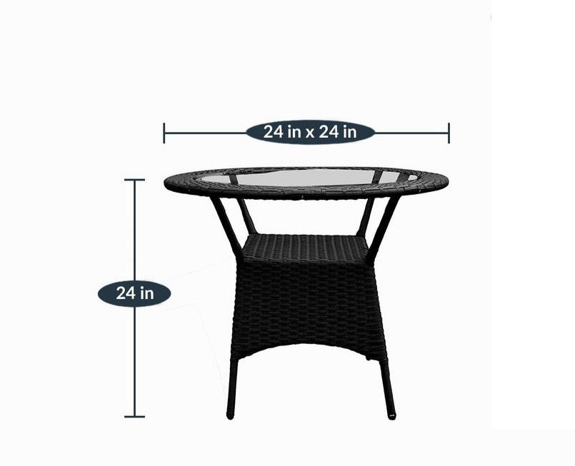 Dreamline Outdoor Furniture Garden Patio Seating Set 1+2 2 Chairs and Table Set Balcony Furniture Coffee Table Set (Black)