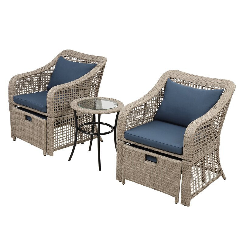 Dreamline Outdoor Furniture Garden Patio Seating Set 1+2 2 Chairs and Table Set Balcony Furniture Coffee Table Set