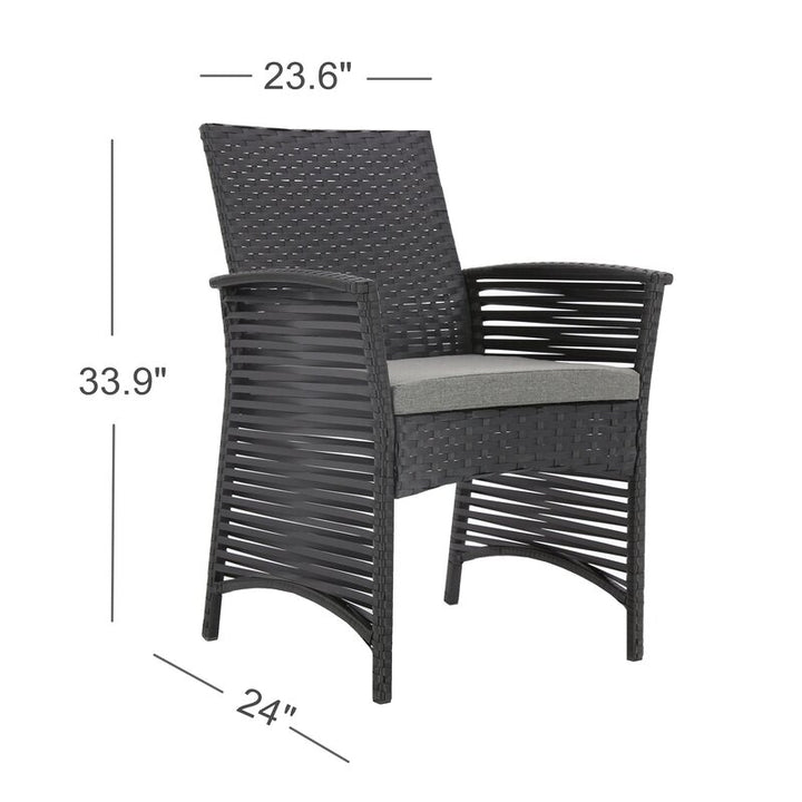 Dreamline Outdoor Garden Patio Dining Set 1+6 6 Chairs and 1 Table Set Outdoor Furniture (Black)