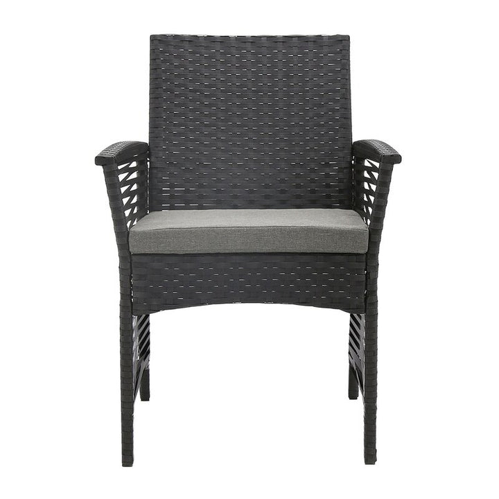 Dreamline Outdoor Garden Patio Dining Set 1+6 6 Chairs and 1 Table Set Outdoor Furniture (Black)