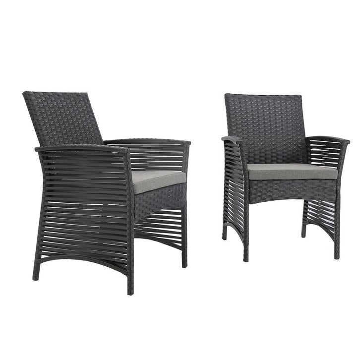 Dreamline Outdoor Garden Patio Dining Set 1+6 6 Chairs and 1 Table Set Outdoor Furniture (Black)