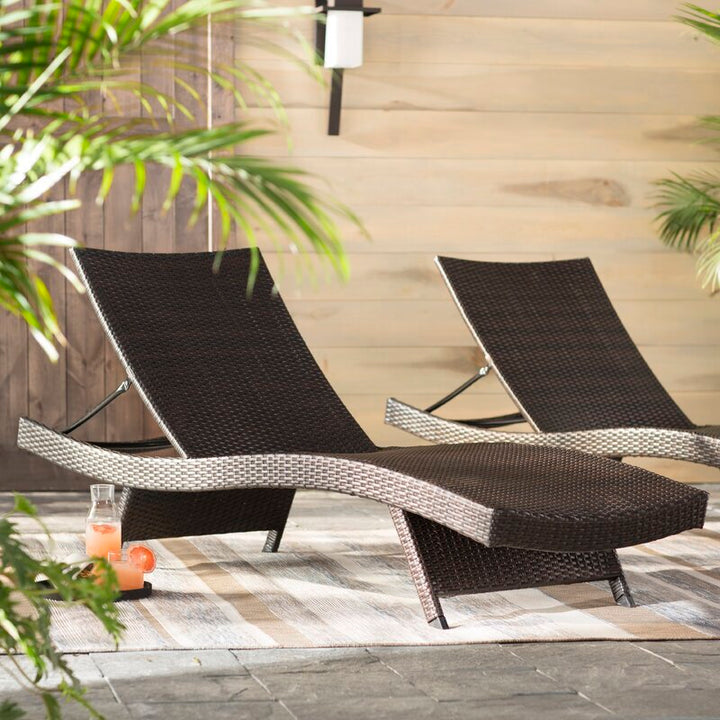 Aver Outdoor Swimming Poolside Lounger Set of 2 (Brown)