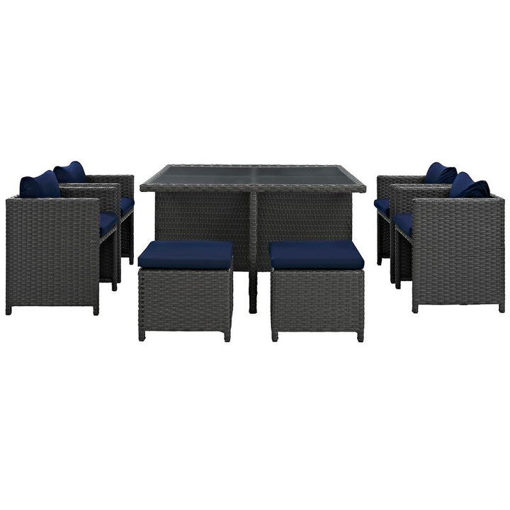 Dreamline Outdoor Garden Patio Dining Set 4 Chairs, 4 Ottoman and 1 Table Set Outdoor Furniture
