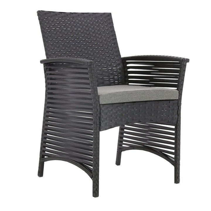 Dreamline Outdoor Garden Patio Dining Set 1+6 6 Chairs and 1 Table Set Outdoor Furniture (Black)